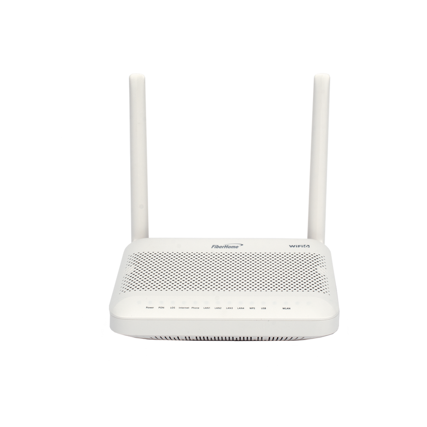 ONU GPON WiFi 6, (2.4/5 GHz), 2 Antenas de 5 dBi, Compatible con OLT de Terceros, 4 puertos Gigabit + 1 POTS + 2 USB, conector SC/UPC