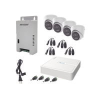 Kit HiLook Audio Bidireccional TurboHD 1080p / DVR 4 Canales / 4 Cámaras Eyeball (Exterior) con Bocina y Microfóno Integrado / 1 Fuente de Poder / Accesorios
