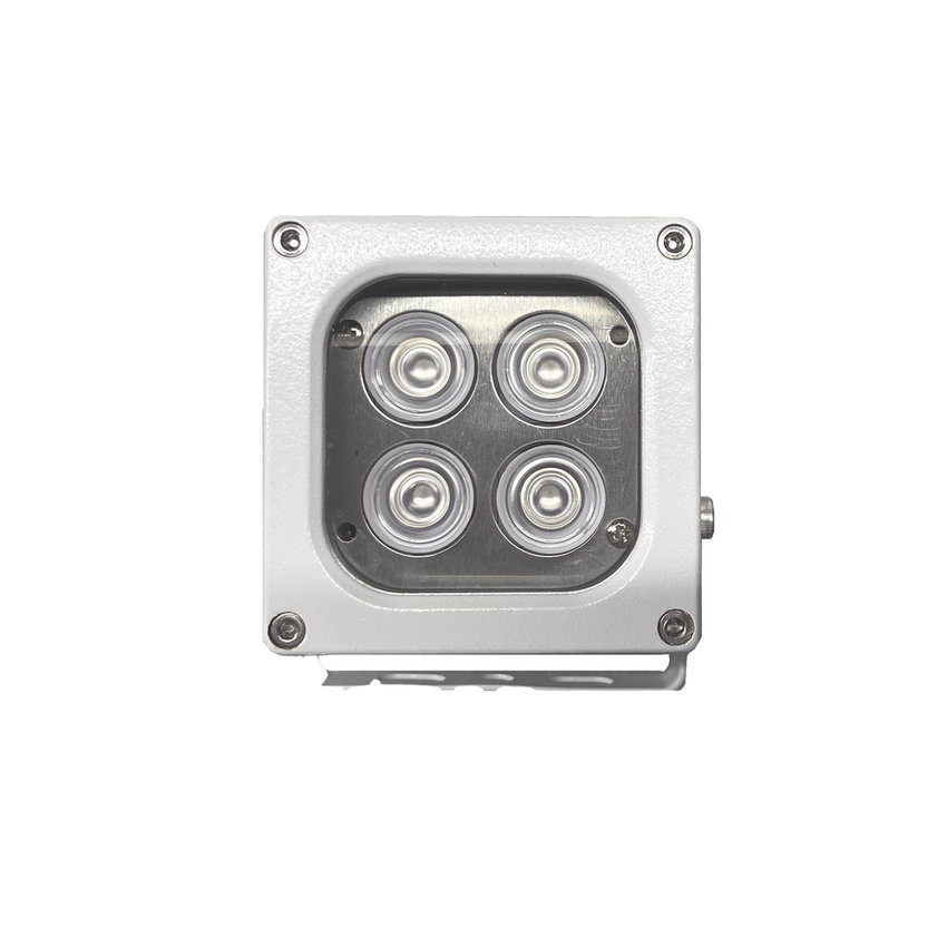 Iluminador LED de Alta Potencia | Luz Blanca | 10 Metros de Iluminación | Cobertura 120° | IP66 | Bajo Consumo de Energía | Fotocélula Incorporada | Soporte en “U” | Carcasa de Aluminio | Alta Transmitancia de Luz. | C