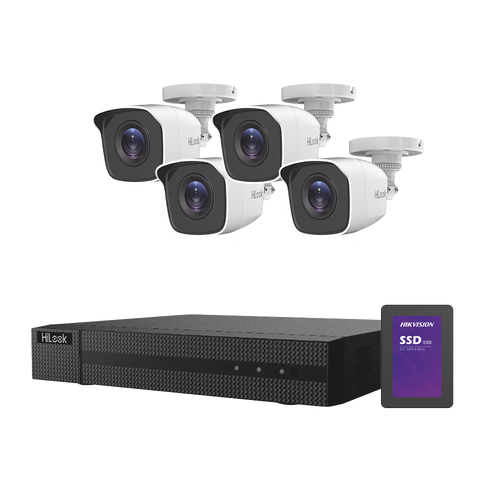 KIT TurboHD 1080p + SSD de 1 TB (1024 GB) / DVR 4 canales / 4 Cámaras Bala de Metal / Fuente de Poder / Accesorios de Instalación