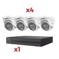 [Kit] DVR 4 Canales TurboHD + 1 Canal IP / 2 Megapixel (1080pLite) / AcuSense Lite / Audio por coaxitron / 1 Bahia de disco duro / 4 Cámaras Metalicas / 2 Megapixel tipo turret / ColorVu Lite + Microfono Integrado