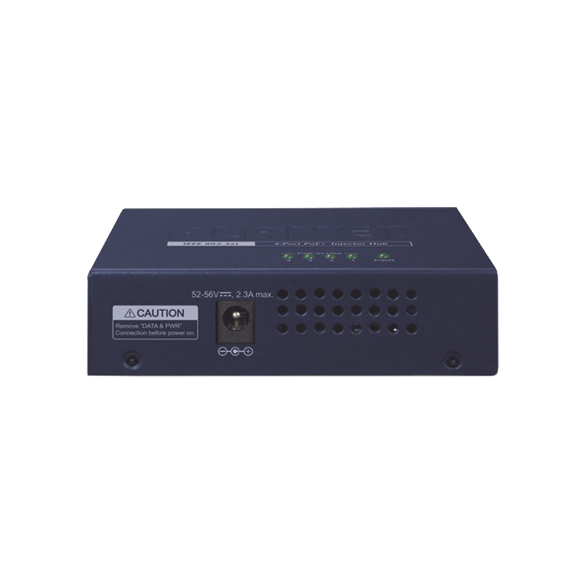 Inyector High PoE, de 4 Puertos Gigabit de Entrada, 4 Puertos PoE 802.3af/at Gigabit de Salida Para Cada Puerto, Hasta 30 W por interfaz