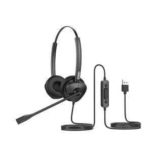 Diadema binaudal (duo) con tecnología antishock para teléfonos IP FANVIL USB con micrófono de cancelación de ruido, larga durabilidad