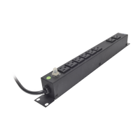Multicontacto Horizontal (PDU) de 8 Contactos (NEMA 5-15R) Rack 19" 1UR. Voltaje Entrada/Salida: 120Vca/15A