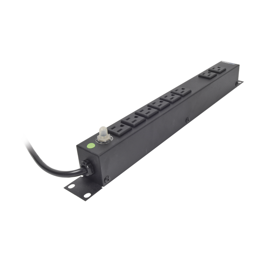 Multicontacto Horizontal (PDU) de 8 Contactos (NEMA 5-15R) Rack 19" 1UR. Voltaje Entrada/Salida: 120Vca/15A