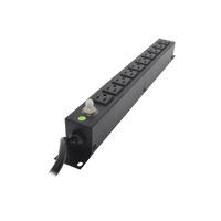 Multicontacto Horizontal (PDU) de 10 Contactos (NEMA 5-15R) Rack 19" 1UR. Voltaje Entrada/Salida: 120Vca/15A