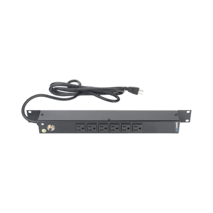 Multicontacto Horizontal (PDU) de 6 Contactos (NEMA 5-15R) Rack 19" 1UR. Voltaje Entrada/Salida: 120Vca/15A