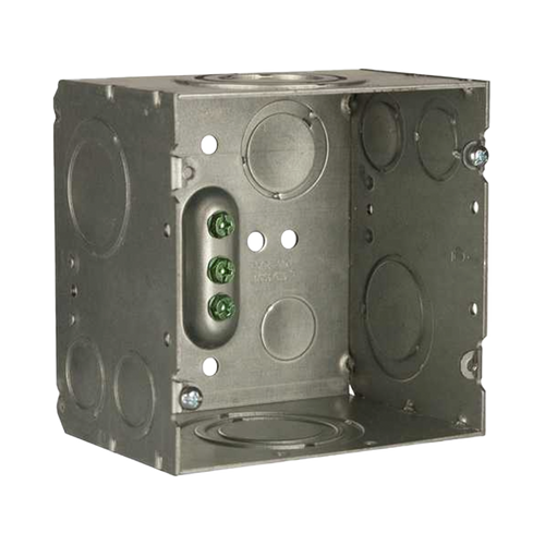 Caja Cuadrada 4- 11/16" x 4 11/16"/ Profundidad de 3-1/4"/ 2 Entradas  1", 1 1/4", 1 1/2", 2", 2 Entradas 1"-1 1/4", 2 Entradas 3/4 "- 1", 4 Entradas 1/2" - 3/4", 2 Entradas 1/2".