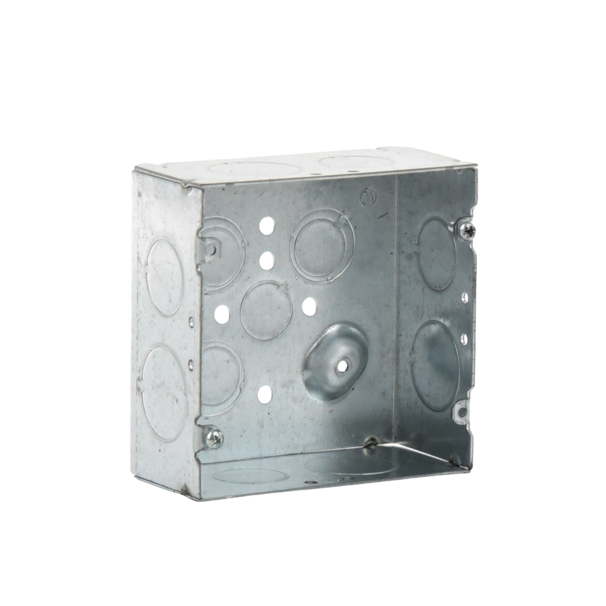 Caja Cuadrada 4 11/16" x 4 11/16"/ Profundidad 2- 1/8"/ 4 Entradas 1", 4 Entradas 3/4", 1 Entrada 1/2" y 3 TKO (1/2"-3/4").
