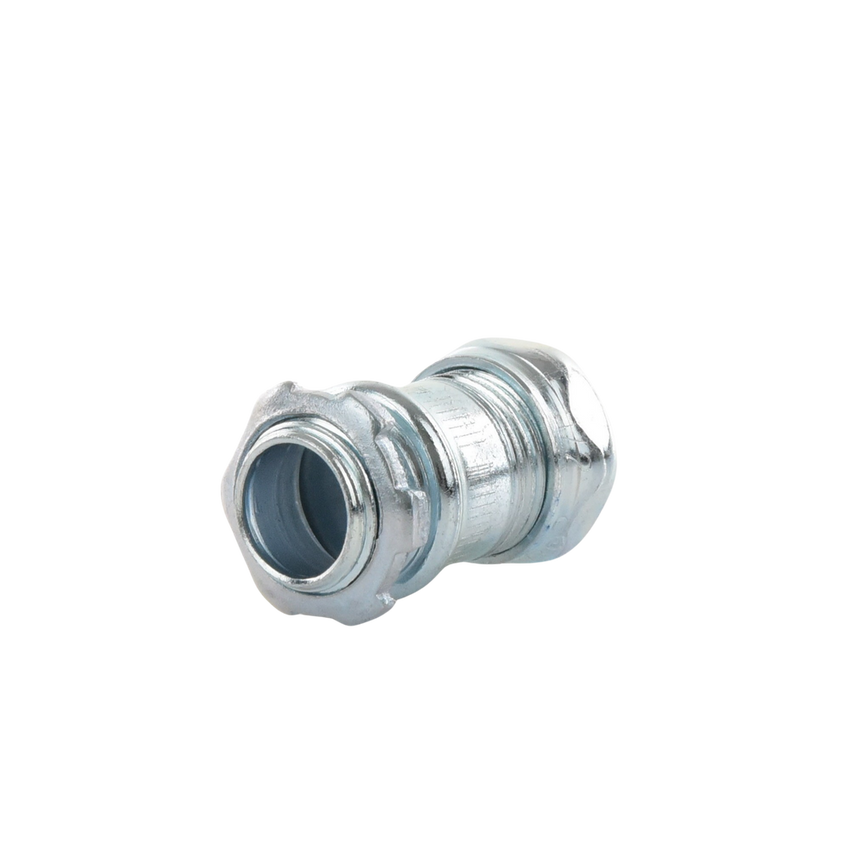 Conector Recto Compresión de Acero Galvanizado para Pared Delgada de 1/2" .