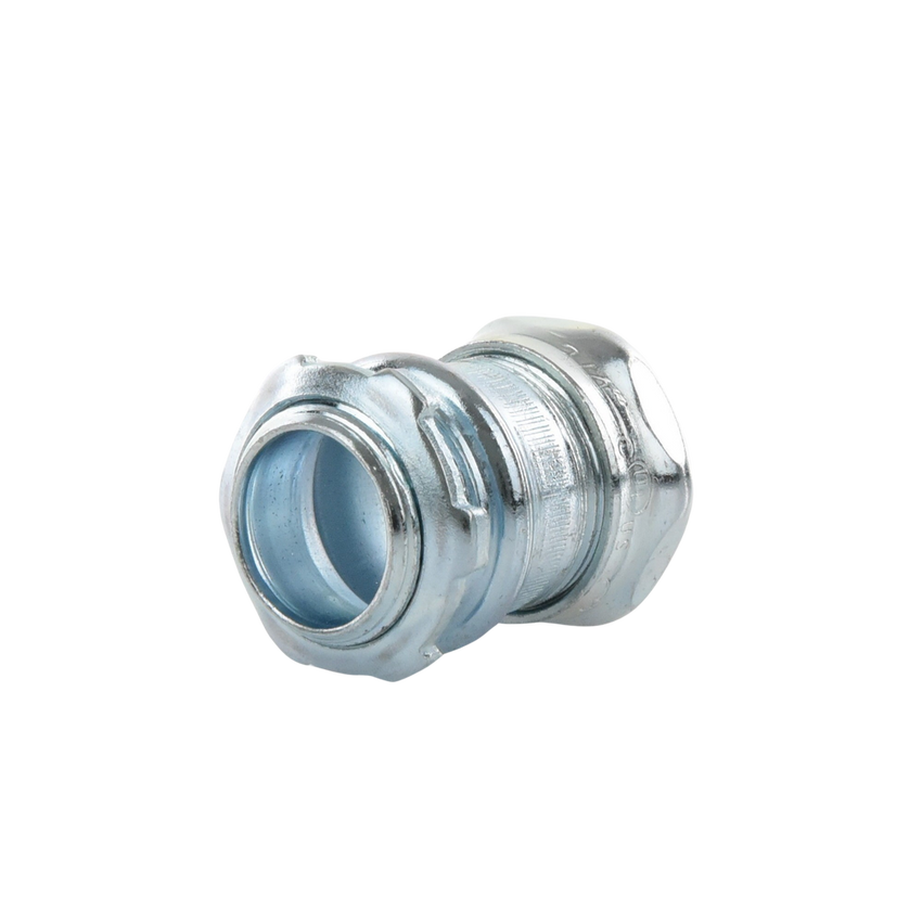 Conector Recto Compresión de Acero Galvanizado para Pared Delgada de 3/4" .