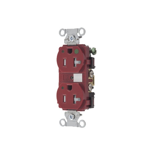Contacto Duplex  de 20 A 125 V CA/ A prueba de Manipulaciones / Nema 5-20R / Grado Hospitalario / Color Rojo.