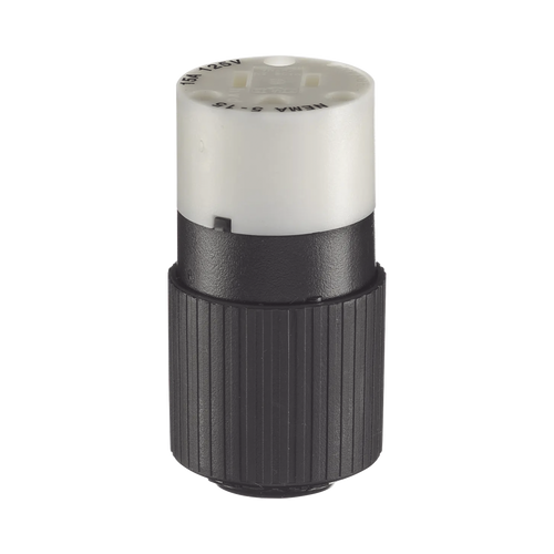 Conector de 15 A 125 V CA/ 2 Polos 3 Hilos/ Grado Industrial/ Color  Blanco y Negro/ NEMA 5-15R.