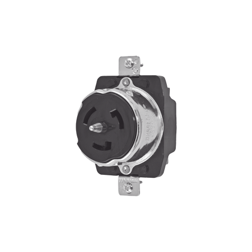 Receptáculo Trifásico con Bloqueo de Media Vuelta / 50 A 250 VCA / 3 Polos 4 Hilos / Grado Industrial / Color Negro.