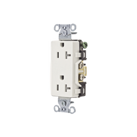 Contacto Duplex Decorador 20 A 125V /  Resistente a manipulaciones / 2 Polos 3 Hilos/ Nema 5-20 R / Color Blanco / Grado Industrial.