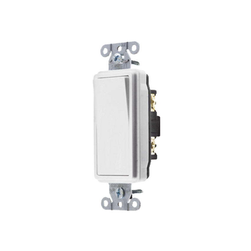 Interruptor Decorador de 20 A 120-277 V CA/ Unipolar / Cableado Lateral y Posterior / Color Blanco.