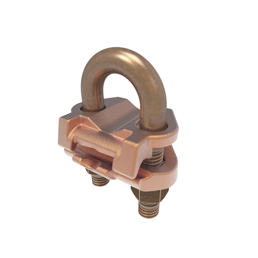 Conector Mecánico para Cable Calibre 4 a 2/0 AWG / Paralelo o 90° a Tubo de 3/8" o Varilla de 5/8" - 3/4".