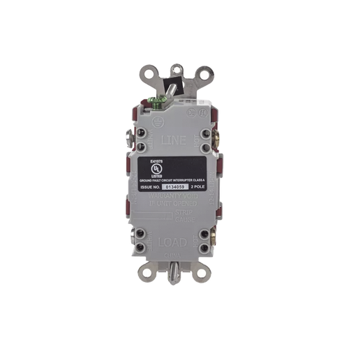 Contacto de Auto-verificación GFCI de 15 A 125 V 2 Polos/  Resistente a Manipulaciones y Intemperie / Color Rojo / Nema 5-15R / Grado Industrial.