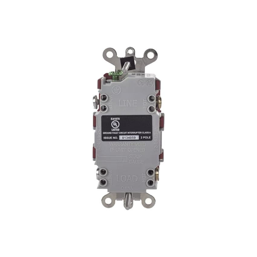 Contacto de Auto-verificación GFCI de 15 A 125 V 2 Polos/  Resistente a Manipulaciones y Intemperie / Color Rojo / Nema 5-15R / Grado Industrial.