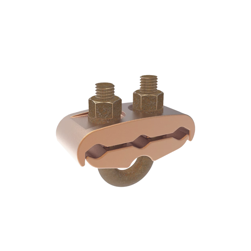 Conector Mecánico para 3 Cables para Calibre  4 AWG  - 2/0 AWG  a Tubería de 3/8" o Varilla 5/8" - 3/4" Perno 3/8".