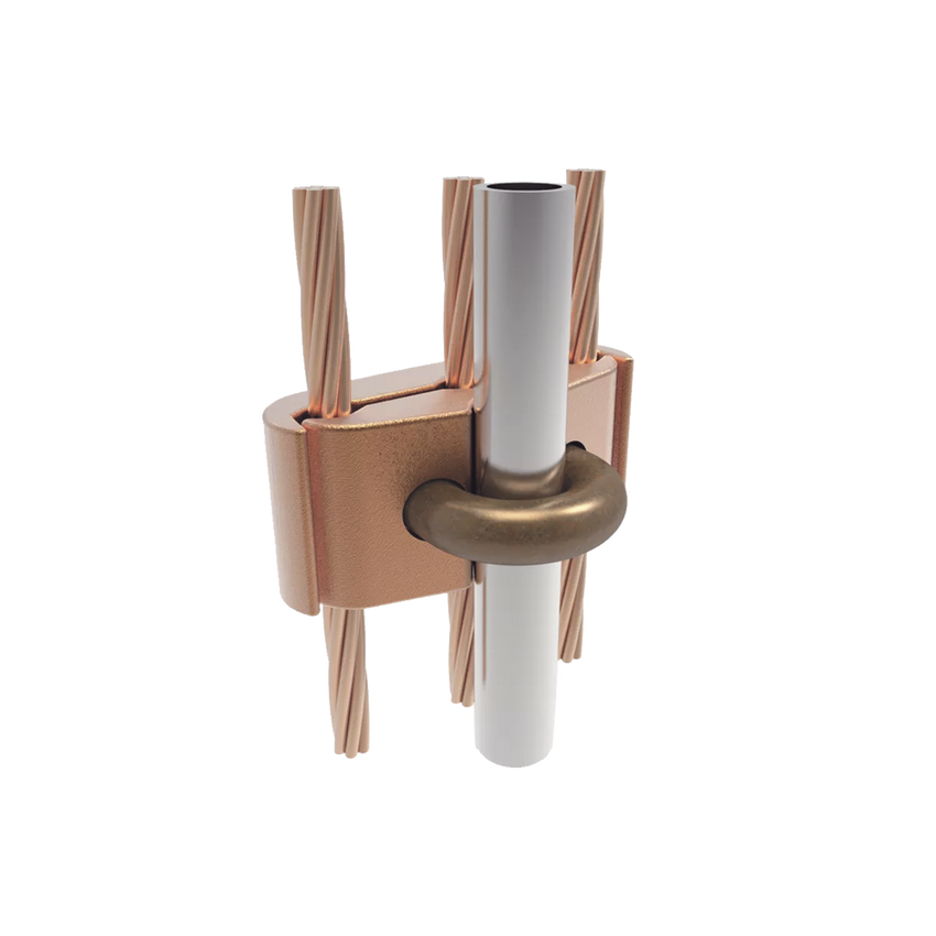 Conector Mecánico para 3 Cables para Calibre  4 AWG  - 2/0 AWG  a Tubería de 3/8" o Varilla 5/8" - 3/4" Perno 3/8".