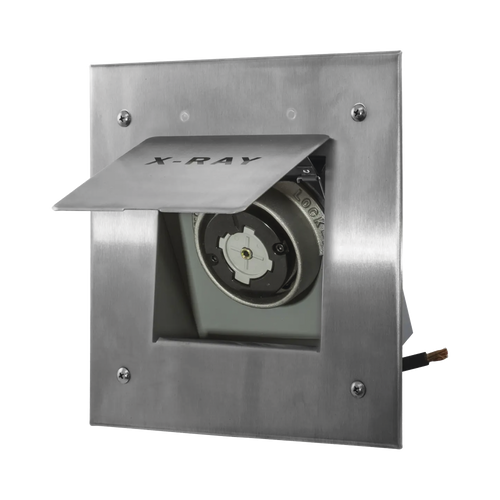 Receptáculo Móvil de Rayos X / 50 A 250 V CA/ 2 Polos 3 Hilos / Placa de Acero Inoxidable.