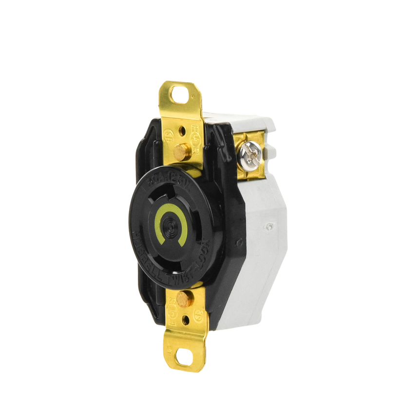 Recept�culo de Media Vuelta Industrial 30 A 125 V CA 2 Polos 3 Hilos (Nema L5-30R) Color Negro