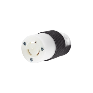 Conector Industrial con Bloqueo de Media Vuelta / 15 A 250 V CA / 2 Polos 3 Hilos / Nema L6-15R / Color Blanco y Negro.