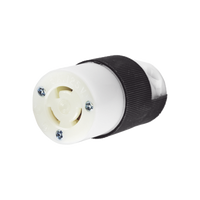 Conector Industrial con Bloqueo de Media Vuelta / 15 A 125 V CA / 2 Polos 3 Hilos / Color Blanco y Negro / Nema L5-15R.