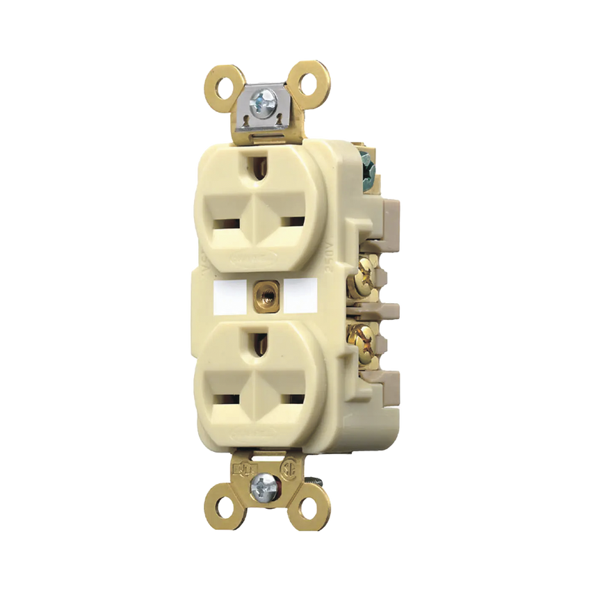 Contacto Dúplex 15 A 250 V / 2 Polos 3 Hilos / Nema 6-15R / Grado Industrial /Color Marfil.