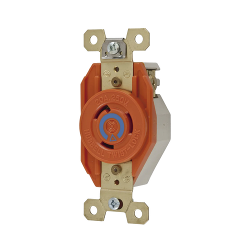 Receptáculo Sencillo de Media Vuelta/ 20 A 250 V CA / 2 Polos 3 Hilos / Nema L6-20R.