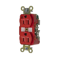 Contacto Dúplex Conexión a Tierra Aislada 15A 125V/ 2 Polos 3 Hilos/ Color Rojo/ Nema 5-15R/ Grado Industrial.