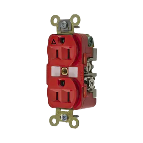 Contacto Dúplex Conexión a Tierra Aislada 15A 125V/ 2 Polos 3 Hilos/ Color Rojo/ Nema 5-15R/ Grado Industrial.