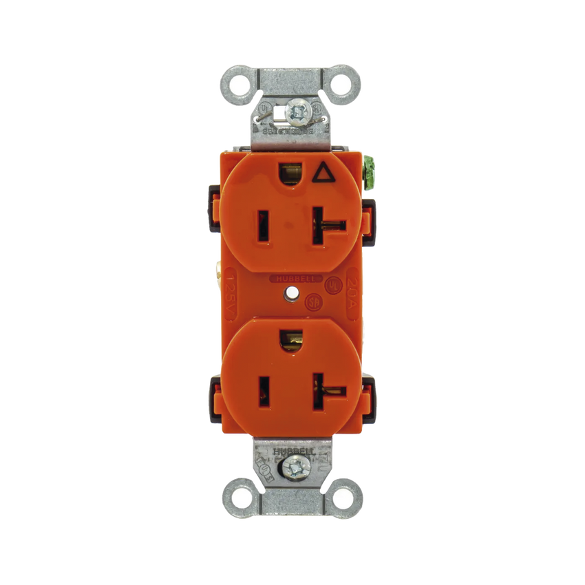 Contacto Dúplex Conexión a Tierra Aislada/ 20 A 125 V/ 2 polos 3 Hilos/ Color naranja/ Nema 5- 20R/ Grado Comercial.