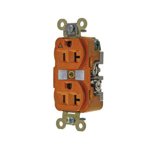Contacto Dúplex Conexión a Tierra Aislada/ 20 A 125 V/ 2 polos 3 Hilos/ Color Naranja/ Nema 5- 20R/ Grado Industrial.