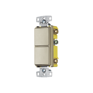 Interruptor Residencial 15 A 120-277 V / 2 Bases Unipolares / Cableado lateral / Color Marfil.