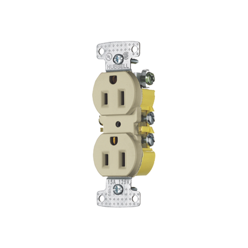 Contacto Duplex 15A 125V/ 2 Polos 3 Hilos / Cableado posterior y lateral / Nema 5-15R / Color Marfil.