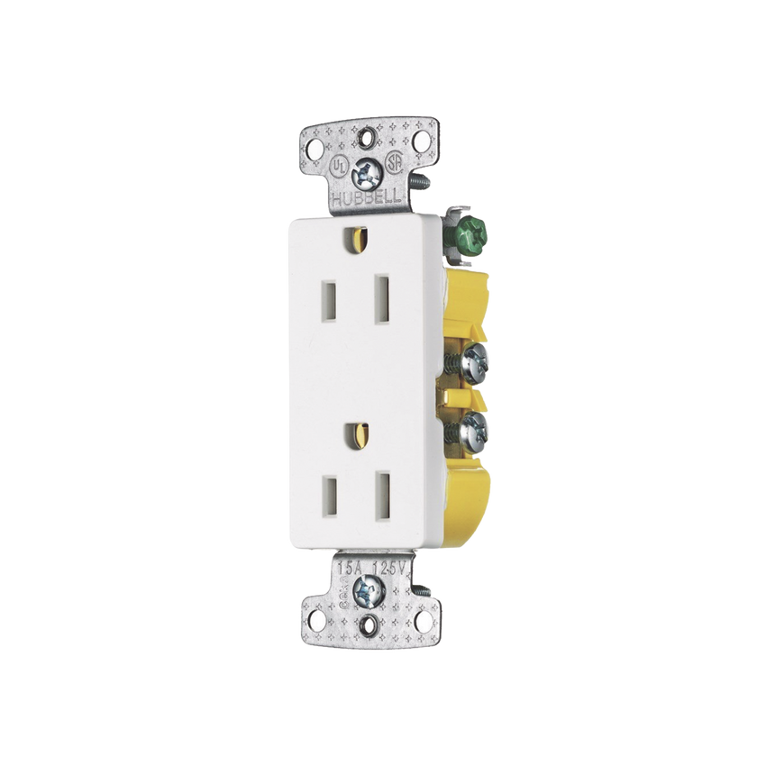 Contacto Duplex Decorador 15A 125V, 2 Polos, 3 Hilos, Color  Blanco (Nema5-15R).