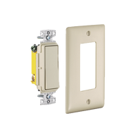 Interruptor Unipolar Residencial 15 A 120-277 V / Cableado Lateral y Trasero / Color Marfil.
