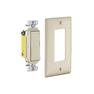 Interruptor Unipolar Residencial 15 A 120-277 V / Cableado Lateral y Trasero / Color Marfil.