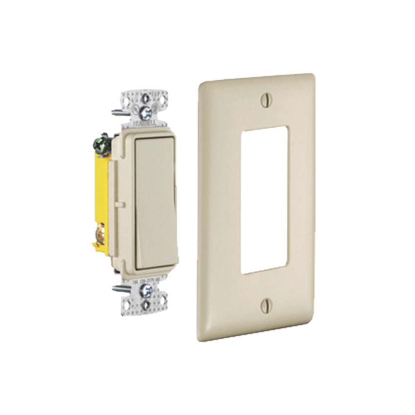 Interruptor Unipolar Residencial 15 A 120-277 V / Cableado Lateral y Trasero / Color Marfil.