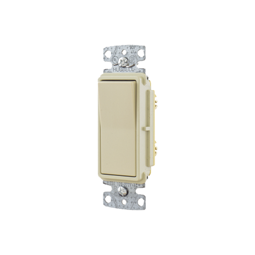 Interruptor Unipolar Residencial 15 A 120-277 V / Cableado Lateral y Trasero / Color Marfil.