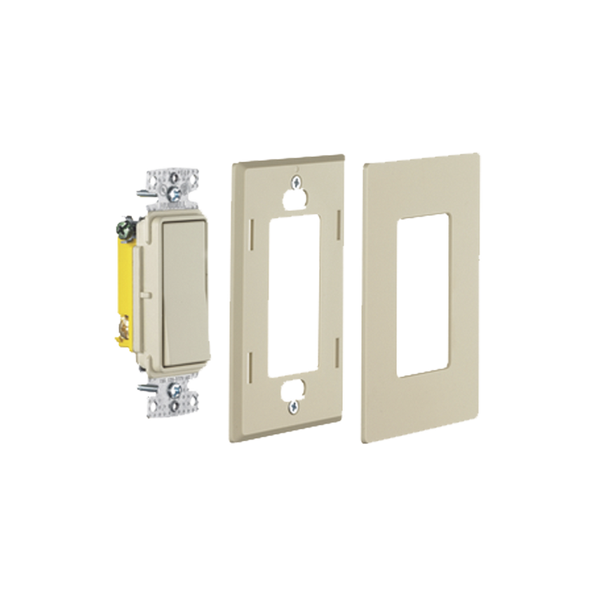 Interruptor Unipolar Residencial 15 A 120-277 V / Cableado Lateral y Trasero / Color Marfil.