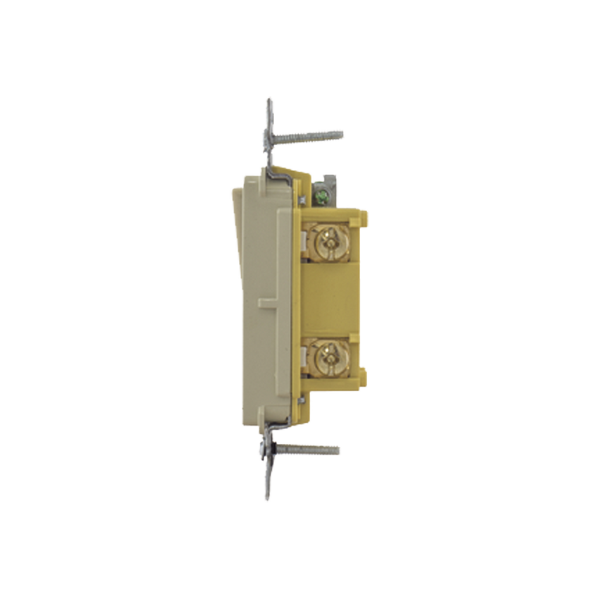 Interruptor Unipolar Residencial 15 A 120-277 V / Cableado Lateral y Trasero / Color Marfil.