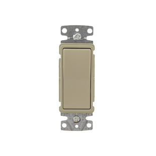 Interruptor Unipolar Residencial 15 A 120-277 V / Cableado Lateral y Trasero / Color Marfil.