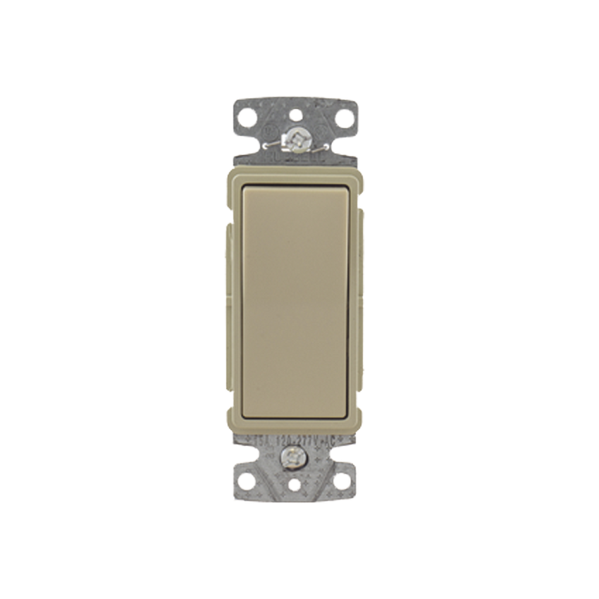 Interruptor Unipolar Residencial 15 A 120-277 V / Cableado Lateral y Trasero / Color Marfil.