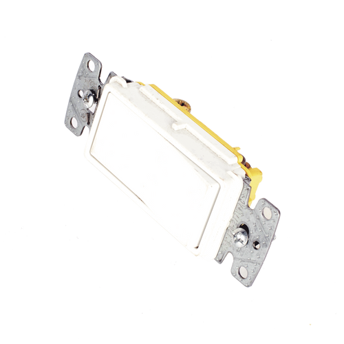 Interruptor Unipolar Residencial 15 A 120-277 V, Cableado Lateral y Trasero, Color Blanco.