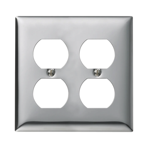 Tapa para 2 Contacto Dúplex Color Cromo.