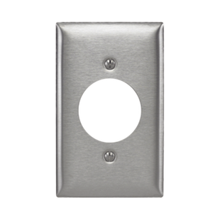 Placa para Receptaculo Sencillo 20 y 30 A de Media Vuelta/ 1.6" (40 mm) / Acero Inoxidable.