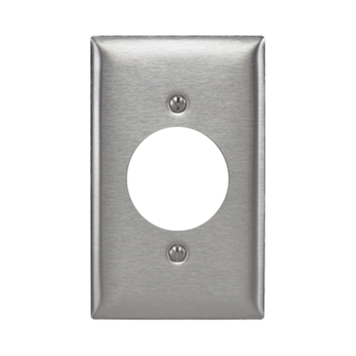 Placa para Receptaculo Sencillo 20 y 30 A de Media Vuelta/ 1.6" (40 mm) / Acero Inoxidable.